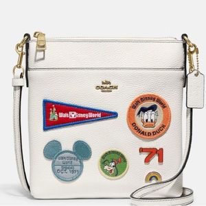 NWT Disney X Coach Kitt C8573 Brass/Chalk Messenger Crossbody With Patches